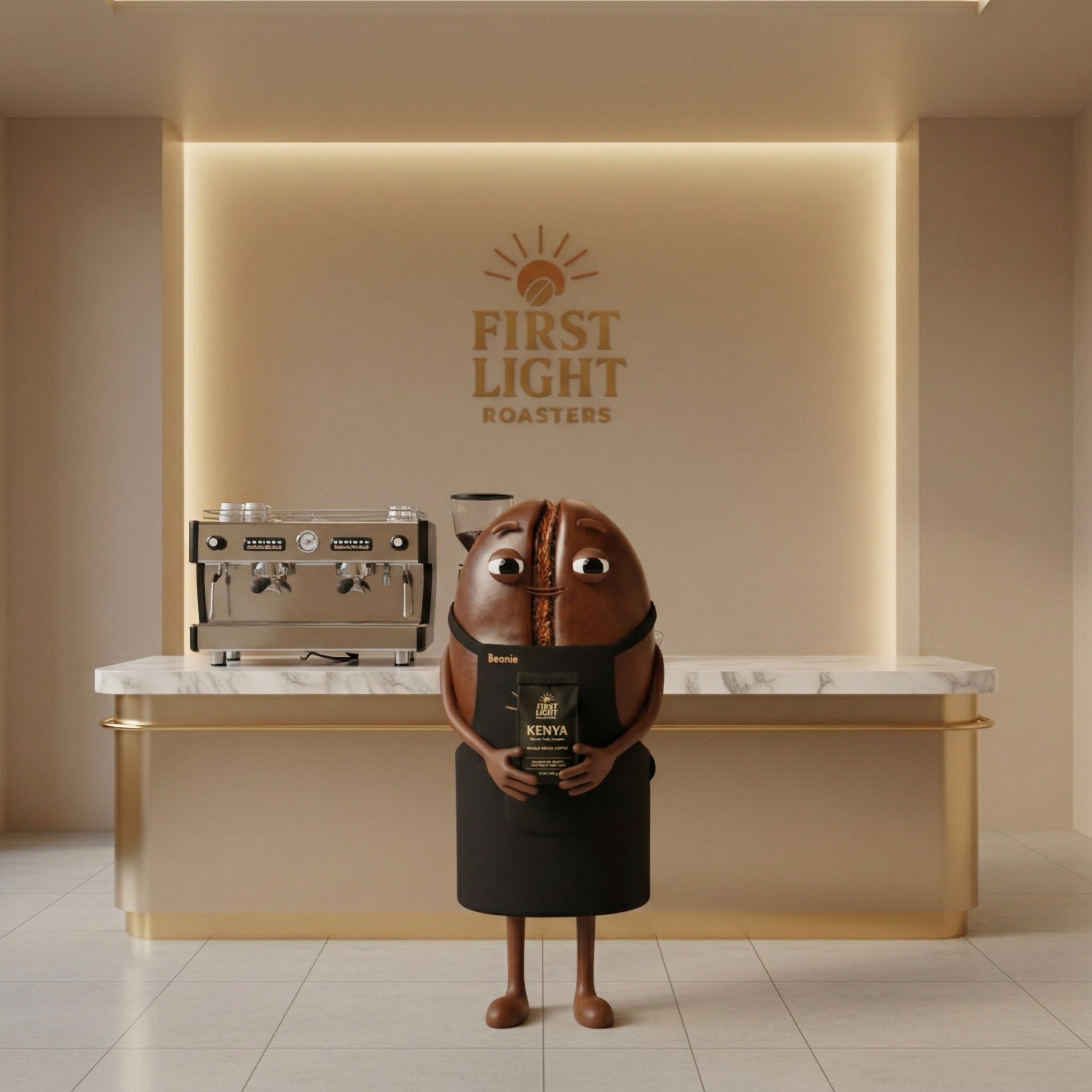 first light roasters barista beanie holding kenya coffee