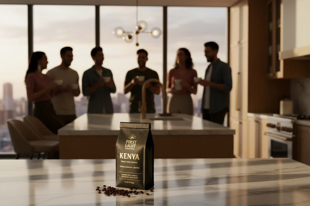 friends drinking first light roasters coffee