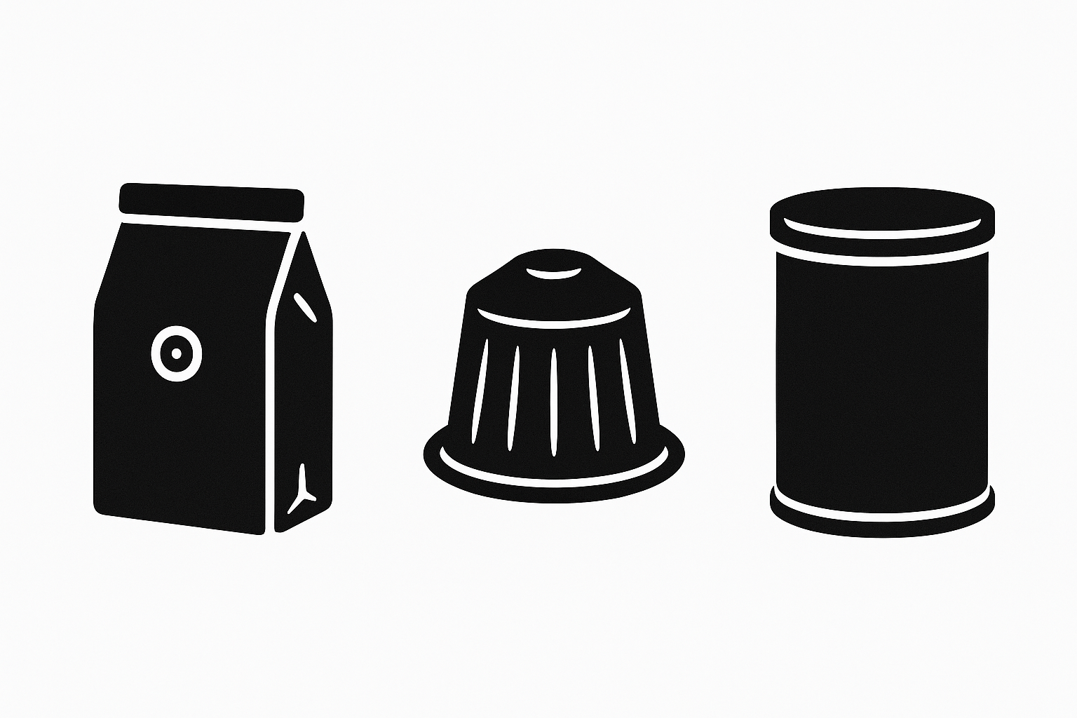 icon in black of coffee bag, pod, can