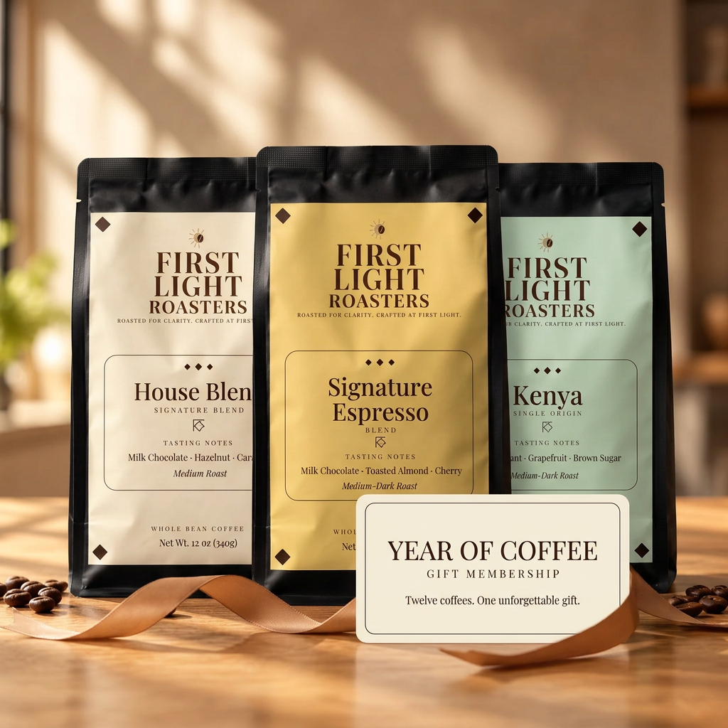 Year of Coffee Gift Membership with current First Light Roasters products